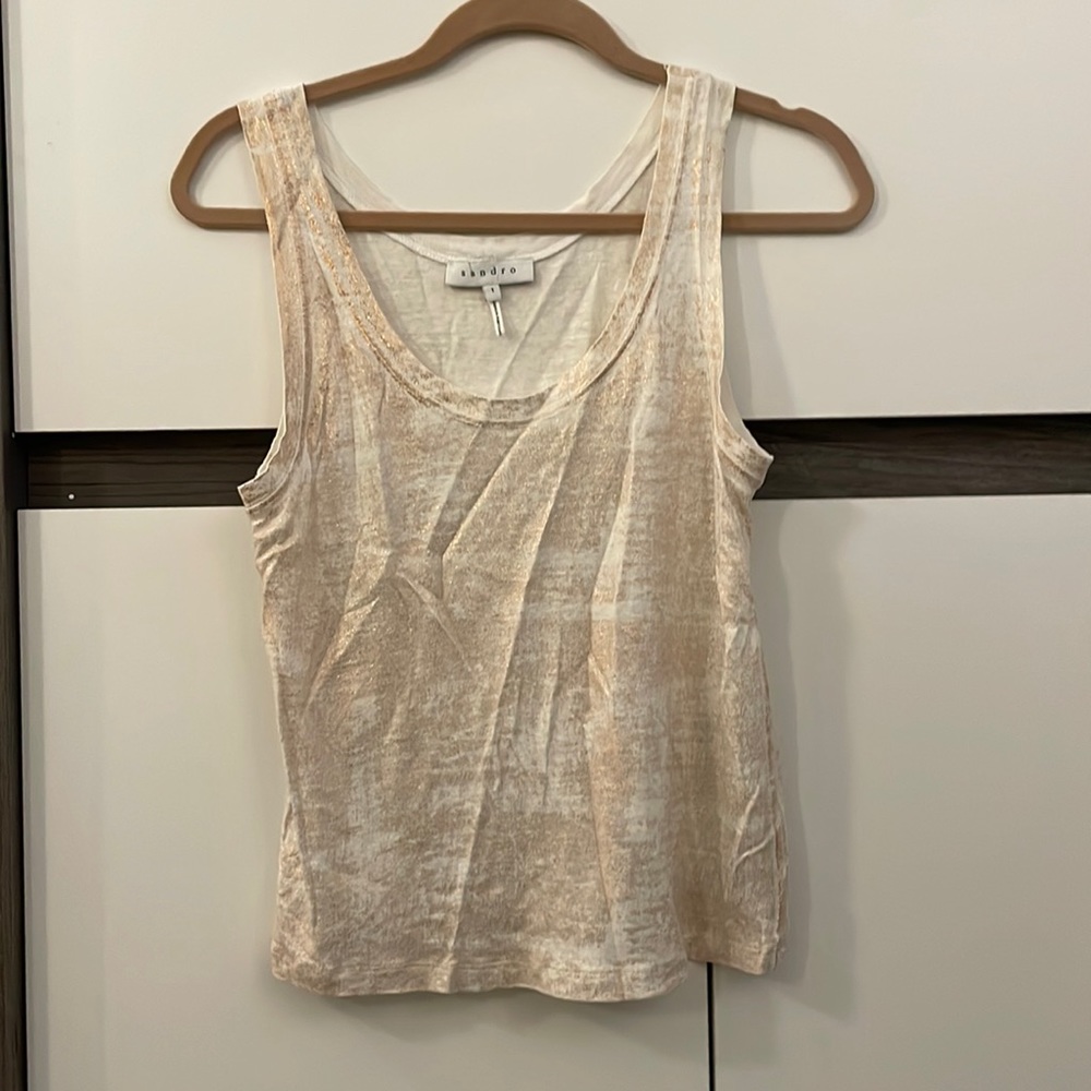 Sandro linen metallic tank top